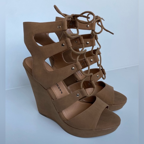 NWOT Chinese Laundry Women’s Gladiator Lace Up Platform Heels - Picture 1 of 10